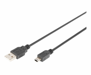 Digitus USB-A - miniUSB USB kabel 3 m černý (DB-300130-03...