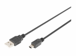 Digitus USB-A - miniUSB USB kabel 3 m černý (DB-300130-030-S)