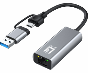 Adaptér LevelOne USB Adaptér LevelOne USB-C + USB-A -> RJ...