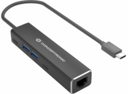 AV adaptér Conceptronic Adaptér CONCEPTRONIC USB-C -> 2.5GbE 2xUSB-C USB-A 0.15m sw