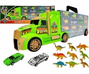 Kufr LeanToys Truck Transporter Sorter se zelenými dinosaury