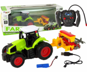 Zemědělský traktor LeanToys s lisem R/C 1:16 zelený