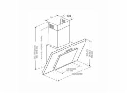 Okap AKPO WK-4 NERO 2.0 50 SZARY/CZARNE SZKŁO T300 Liniowy LED/Siłownik