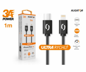 ALIGATOR Datový kabel POWER 3A, USB-C/lightning černý