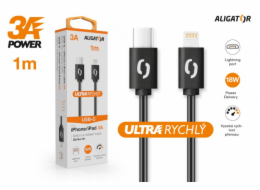 ALIGATOR Datový kabel POWER 3A, USB-C/lightning černý