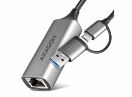 AXAGON ADE-TXCA, USB-C + USB-A 3.2 Gen 1 - Gigabit Ethernet síťová karta, Asix AX88179, auto instal