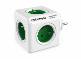 Cubenest Powercube Original,  5× zásuvka, bílá/zelená, dětská pojistka, uzemnění, max. 16A/250V~3680W/50-60Hz