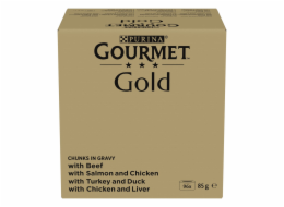 PURINA GOURMET GOLD Kousky v omáčce Mix 4 Flavors - mokré krmivo pro kočky - 96x85g