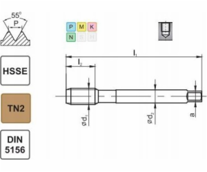 Fanar ZÁVIT G 1/8 DIN-5156C R40 HSSE TIN 800X