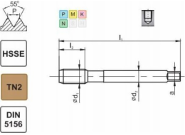 Fanar ZÁVIT G 1/8 DIN-5156C R40 HSSE TIN 800X