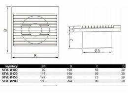 Dospel Dospel STYL 150 WP 007-0006 domácí koupelnový nástěnný ventilátor s tahovým vypínačem