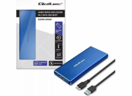 Qoltec 51832 Kryt | M.2 SSD disk | SATA | NGFF| USB 3.0 | Super rychlost 5 Gb/s | 2TB | Modrý