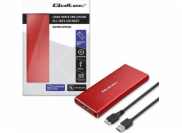 Qoltec 51831 Kryt | M.2 SSD disk | SATA | NGFF| USB 3.0 | Super rychlost 5 Gb/s | 2TB | Červené