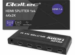 Qoltec 51798 Aktivní HDMI Splitter 4 x HDMI 4K x 2K | 3,4 Gb/s