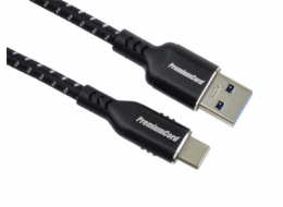 Kabel USB-C - USB 3.0 A (USB 3.2 gen.1, 3A, 5Gbit/s) bavlněný oplet a hliníkové konektory 3m