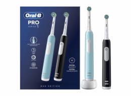 Oral-B Pro 1 PRO1CRSDUO elektrický zubní kartáček Dospělý Oscilačně rotační kartáček Černá, Tyrkysová, Bílá