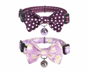 Collar set Dogness for cats 2 pcs (Calamus Purple/Polka D...