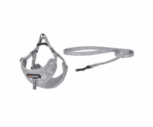 Dogness walking set leash 1,5m+harness for dog (light gray)