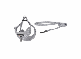 Dogness walking set leash 1,5m+harness for dog (light gray)