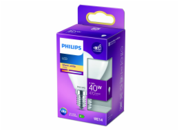 LED lampa Philips P45, 4,3W, E14, 2700K, 470lm, matná