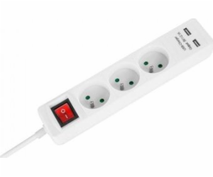 Rebel Power Strip 3 zásuvky 5 m bílé (urz3202-5)