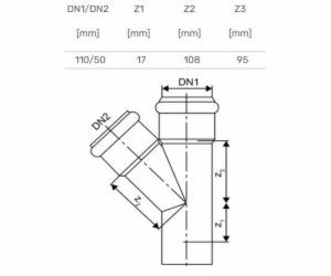 T-kusy Magnaplast 45° pro vnitřní kanalizaci dBEA 110/50m...