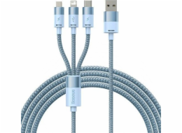 Kabel USB 3v1 Baseus řady StarSpeed, USB-C + Micro + Lightning 3,5A, 1,2 m (modrý)