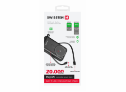 Swissten power bank 20000 mah pd 20w s integrovanými kabely  usb-c a lightning (kompatibilní s magsafe)