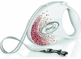 FLEXI Glam Splash Orient with Swarovski crystals M - Dog Retractable lead - 5 m - white