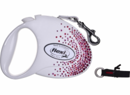 FLEXI Glam Splash Pink with Swarovski crystals M - Dog Retractable lead - 5 m - white