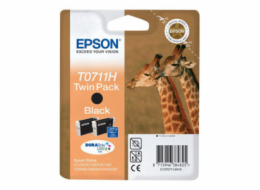 Epson T0711 Twin Pack - 2-balení - Vysoká kapacita - černá - originální - blistr s RF / akustickým alarmem - inkoustová cartridge - pro Stylus SX210, SX215, SX410, SX415, SX510, SX515, SX610; Stylus O