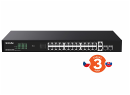 Tenda TEG1128P-24-410W PoE+ Gigabit switch 24x 1Gb/s PoE+ 802.3af/at + 2x SFP + 2x RJ45, 370W, Rack