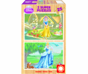 Puzzle dřevěné Disney Sněhurka a Popelka 2v1 25 dílků