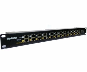 Patch panel POE Gigabit cat.5e 12p 1U Black 19" rack