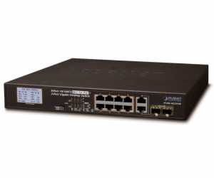 Planet FGSD-1022VHP PoE switch, 8x100, 2x1000-TP/SFP, LCD...