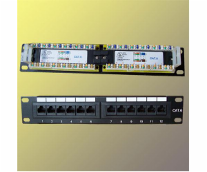 Patch panel 10“ UTP cat6, 12portů