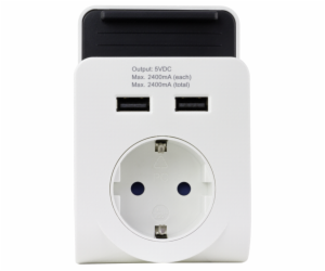 REV USB Charger 2-fold w. Ablage white