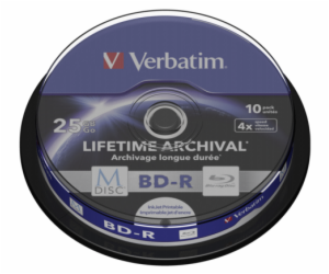 1x10 Verbatim M-Disc BD-R BluRay 25GB 4x Speed Cakebox pr...