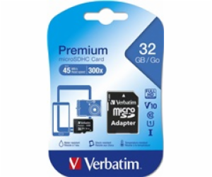 VERBATIM MicroSDHC karta 32GB Premium, U1 + SD adaptér