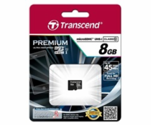 TRANSCEND MicroSDHC karta 8GB Premium, Class 10 UHS-I 300...