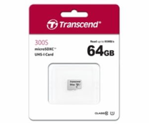 TRANSCEND MicroSDXC karta 64GB 300S, UHS-I U1, bez adaptéru