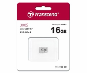 TRANSCEND MicroSDHC karta 16GB 300S, UHS-I U1 + adaptér