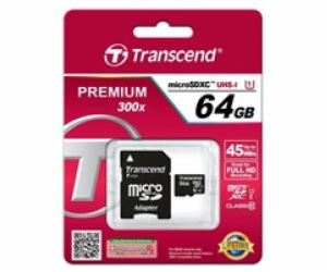 Transcend 64GB microSDXC UHS-I 400x Premium (Class 10) pa...