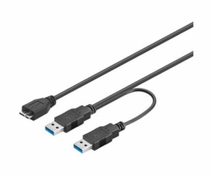 PREMIUMCORD Kabel USB 3.0 2xA - micro (M/F) 30cm DUÁLNÍ (...