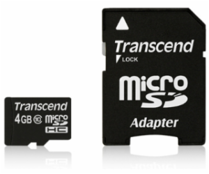 Transcend MicroSD karta SDHC 4GB + Adapter / Class 10