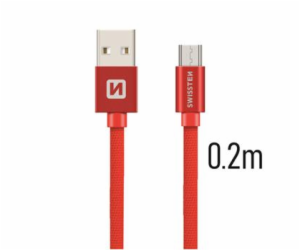 Swissten Datový Kabel Textile Usb / Micro Usb 0,2 M Červený