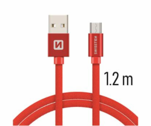 Swissten Datový Kabel Textile Usb / Micro Usb 1,2 M Červený