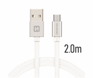 Swissten Datový Kabel Textile Usb / Micro Usb 2,0 M Stříbrný