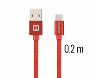 Swissten Datový Kabel Textile Usb / Usb-C 0,2 M Červený