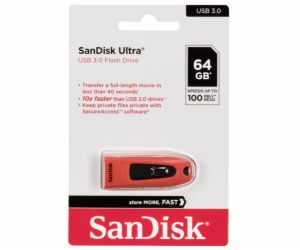 SanDisk Flash Disk 64GB Ultra, USB 3.0, červená SDCZ48-06...